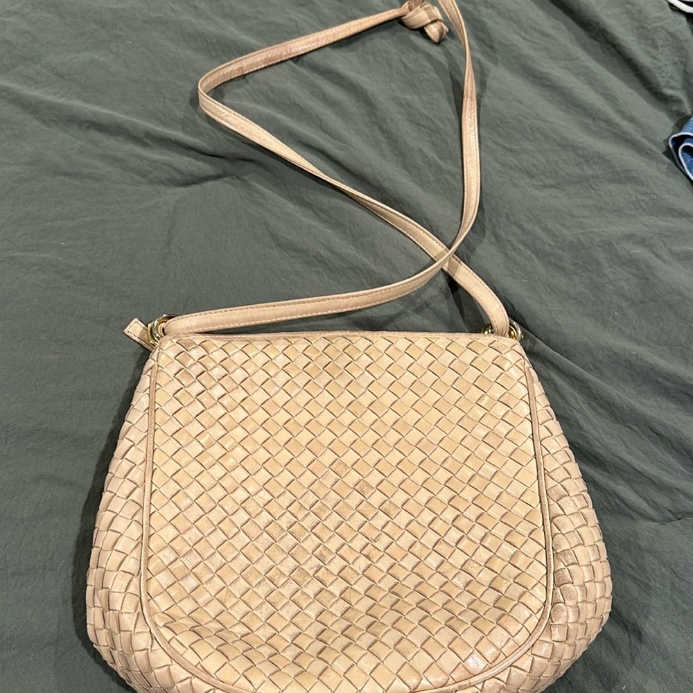 Bottega Veneta tan Intrecciato Shoulder Bag